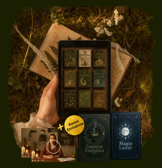 🌿 Biblioteca de más de 130 libros + 2 Bonus liberados 🎁 Magia Lunar + Limpiezas Energéticas